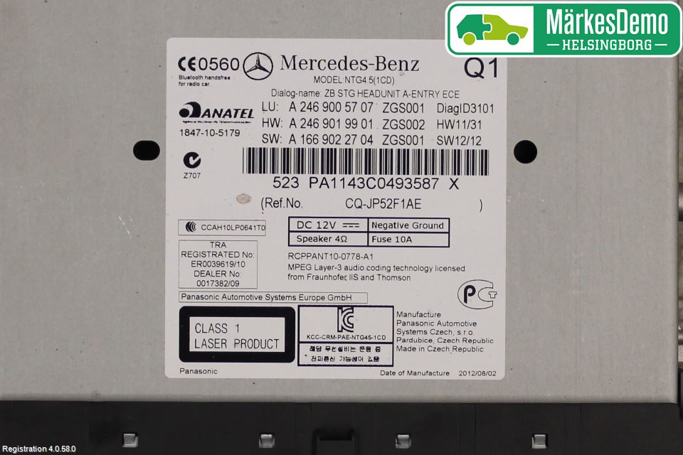 Mercedes-Benz MB B-KLASS (W246/W242) 12-19 Cd Radio - Multimediapanel