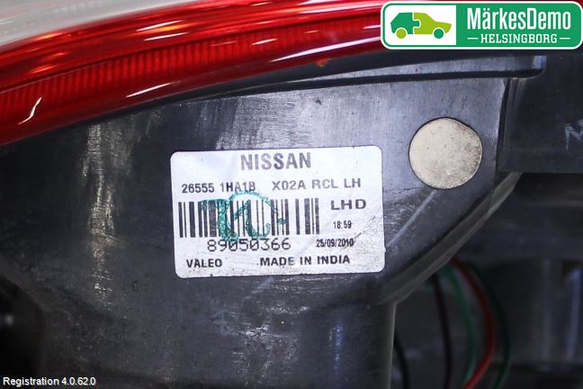 Nissan MICRA 11-16 Bakljus Vänster