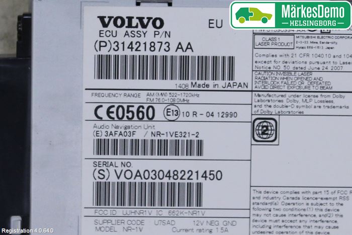 Volvo XC60 14-17 Cd Radio - Multimediapanel