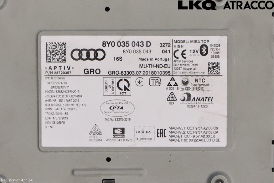 Audi A3/S3 8Y 21- Cd Radio - Multimediapanel