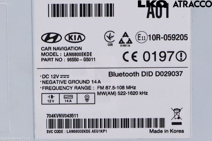 Kia NIRO (DE) 17-22 Cd Radio - Multimediapanel