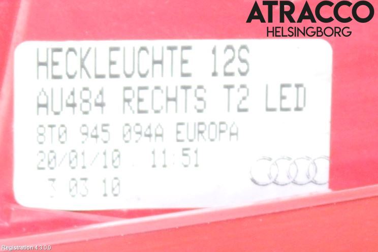 Audi A5 07-16 Bakljus Lucka Hö