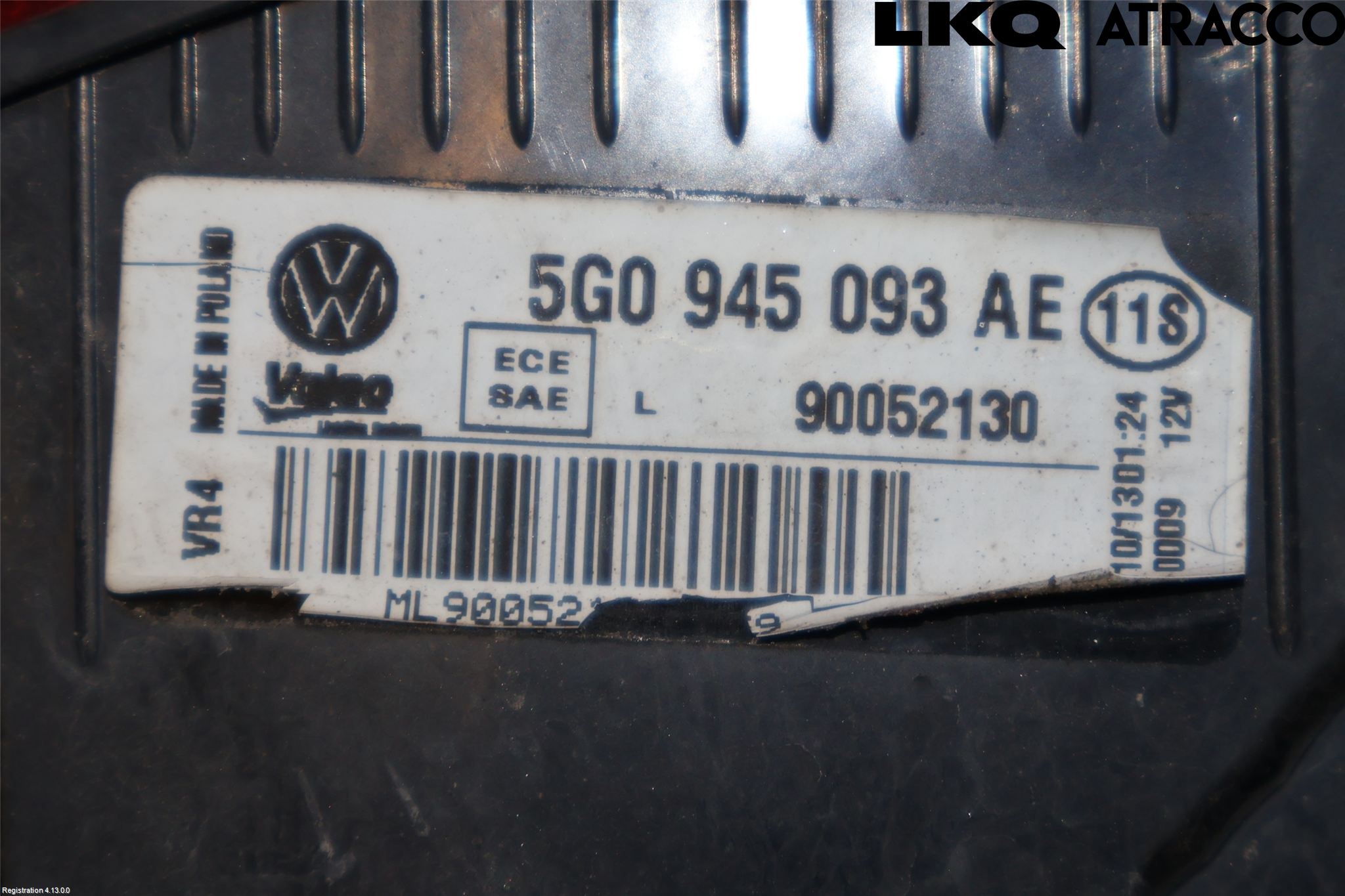 Volkswagen VW GOLF / E-GOLF VII 13-20 Bakljus Lucka Vä