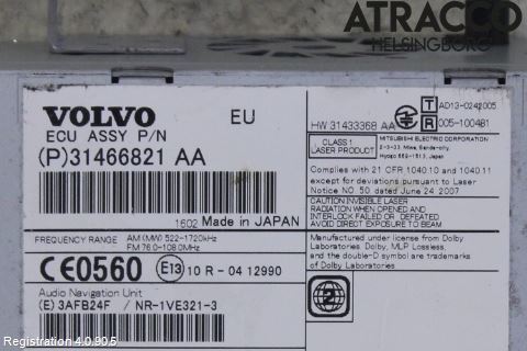 Volvo V70 14-16 Cd Radio - Multimediapanel