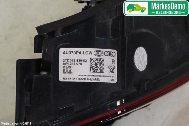 Audi A3/S3 8V 13-20 Bakljus Lucka Hö