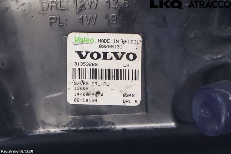 Volvo V60 14-18 Positionsljus Fram Vä