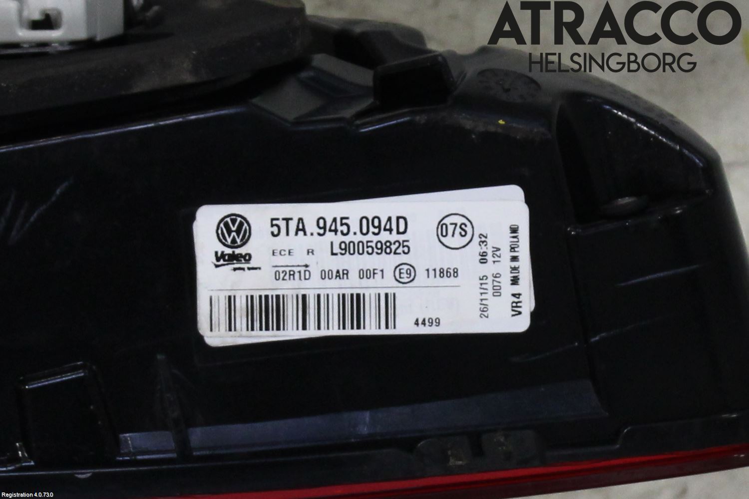 Volkswagen VW TOURAN 16- Bakljus Lucka Hö