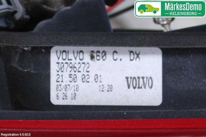 Volvo S60 11-13 Bakljus Lucka Hö