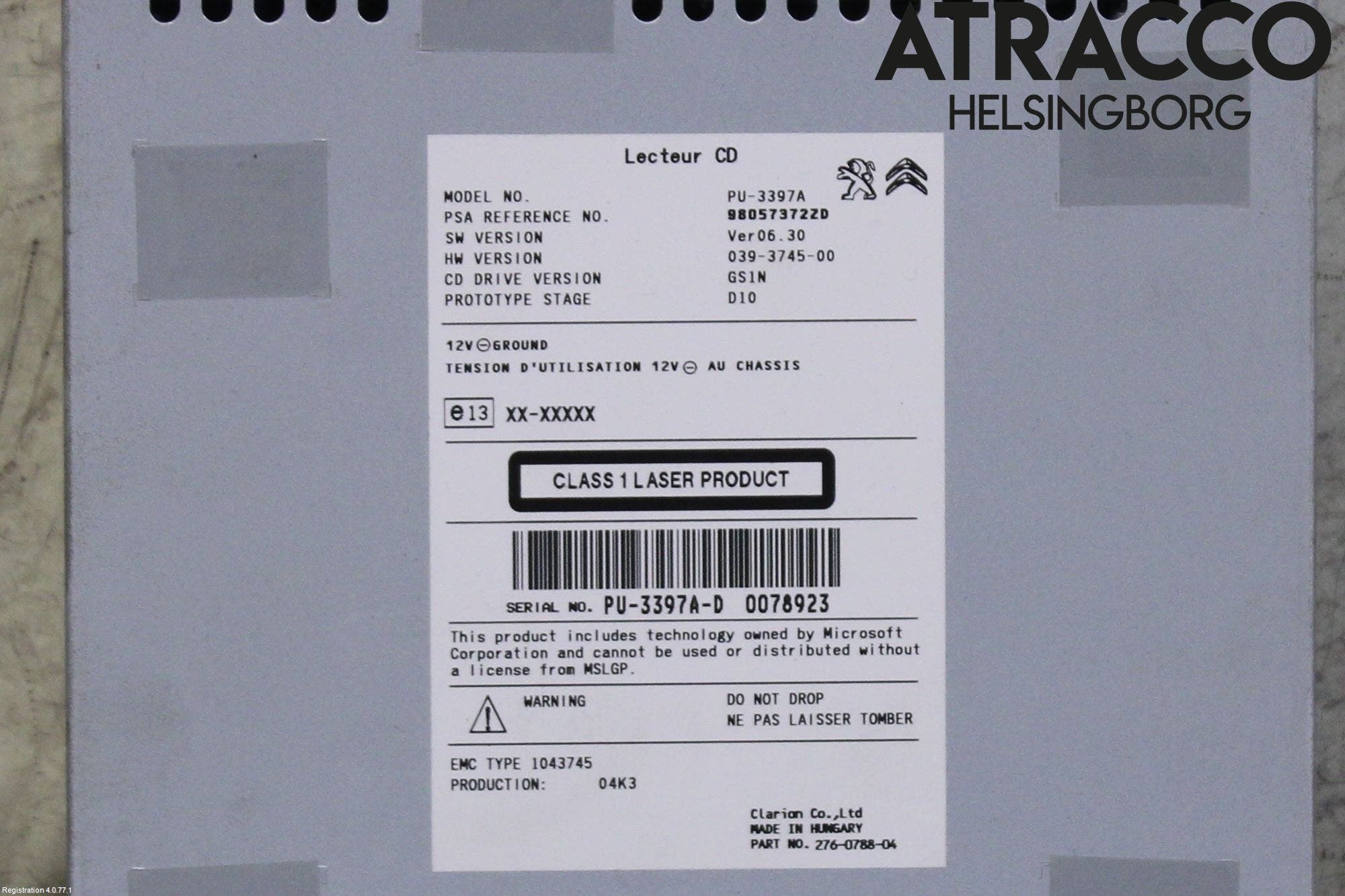 Citroen C4 PICASSO 14-18 Cd Växlare