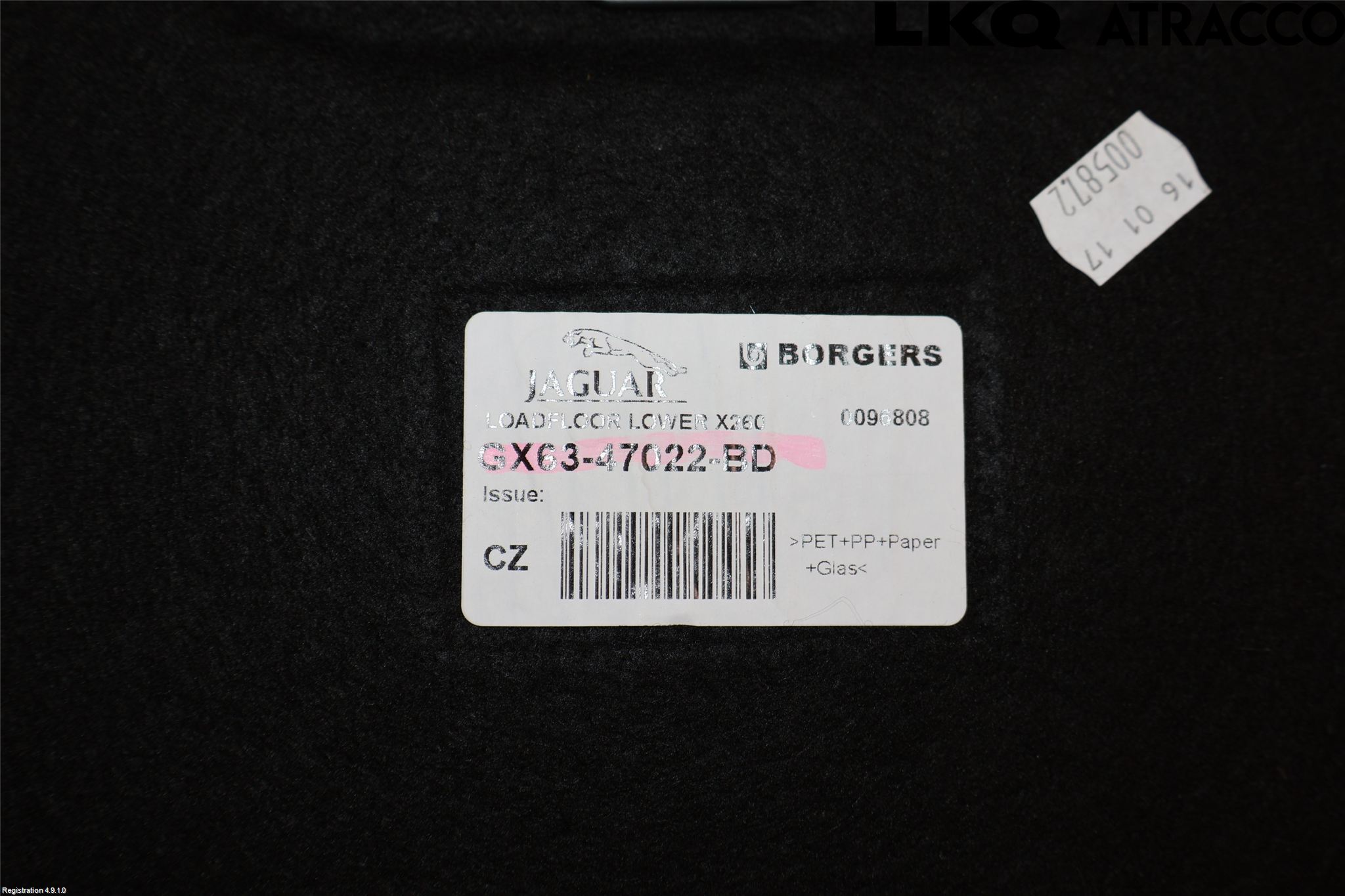Jaguar XF (X260) 16-24 Inrbagagerumklädsel-Golv
