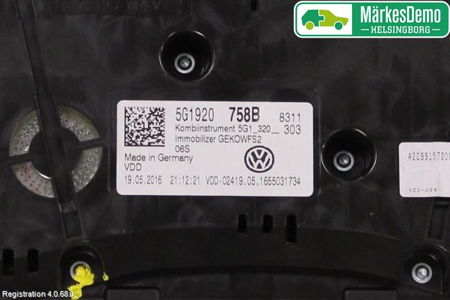 Volkswagen VW GOLF / E-GOLF VII 13-20 Instrument Komb