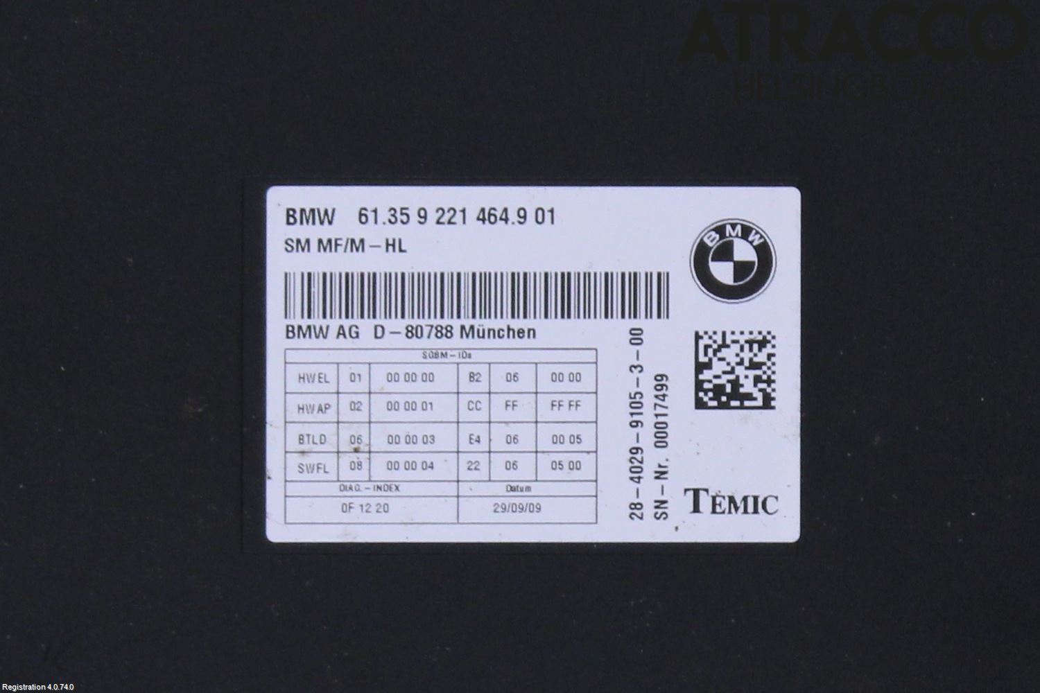 BMW 5 GT F07 09-17 Styrenhet Stolreglering