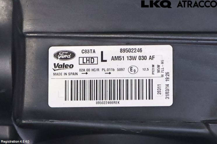 Ford GRAND C-MAX  11-14 Strålkastare Vänster