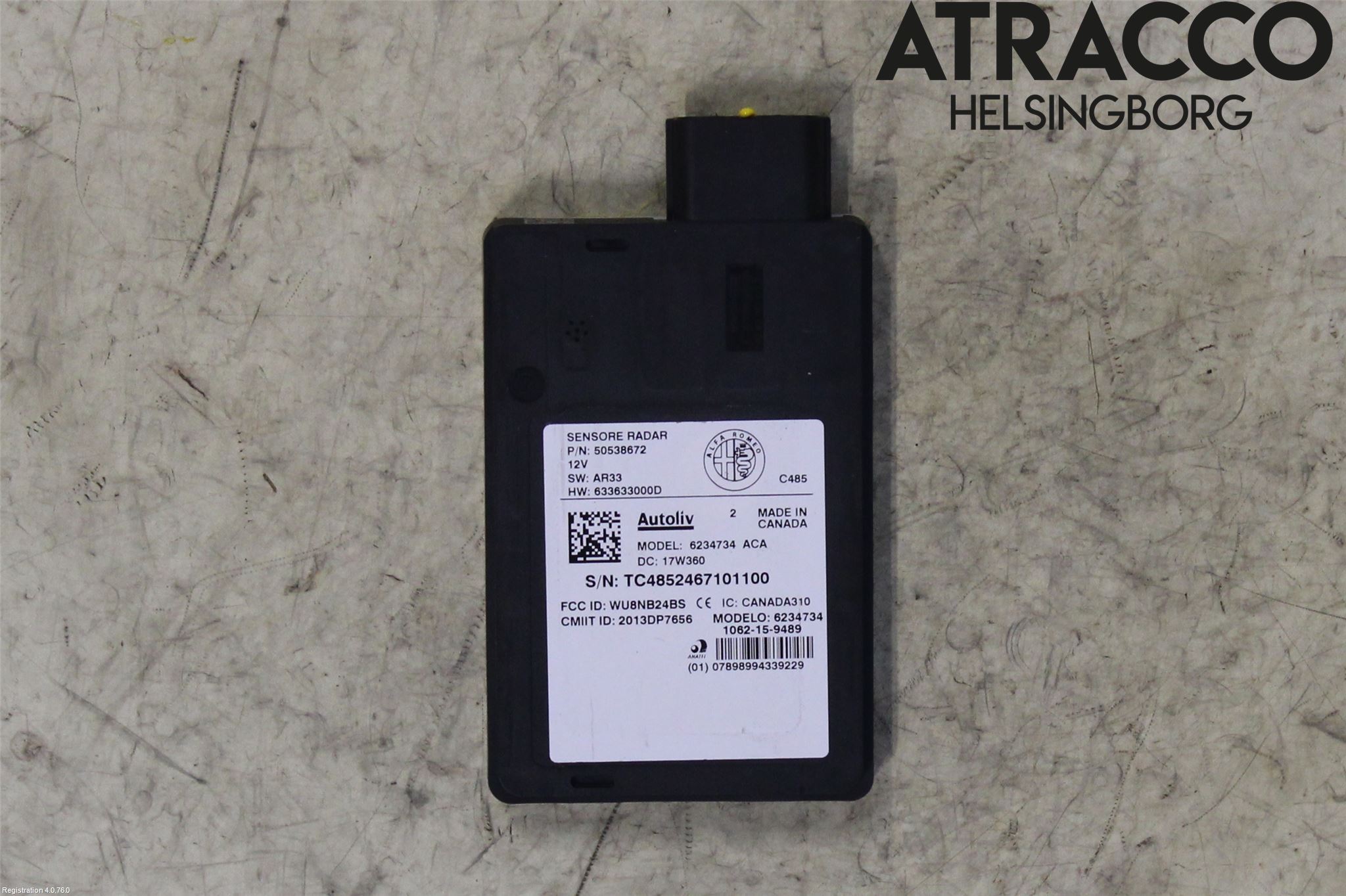 Alfa STELVIO 17- Sensor Aktivt Kollisionsskydd