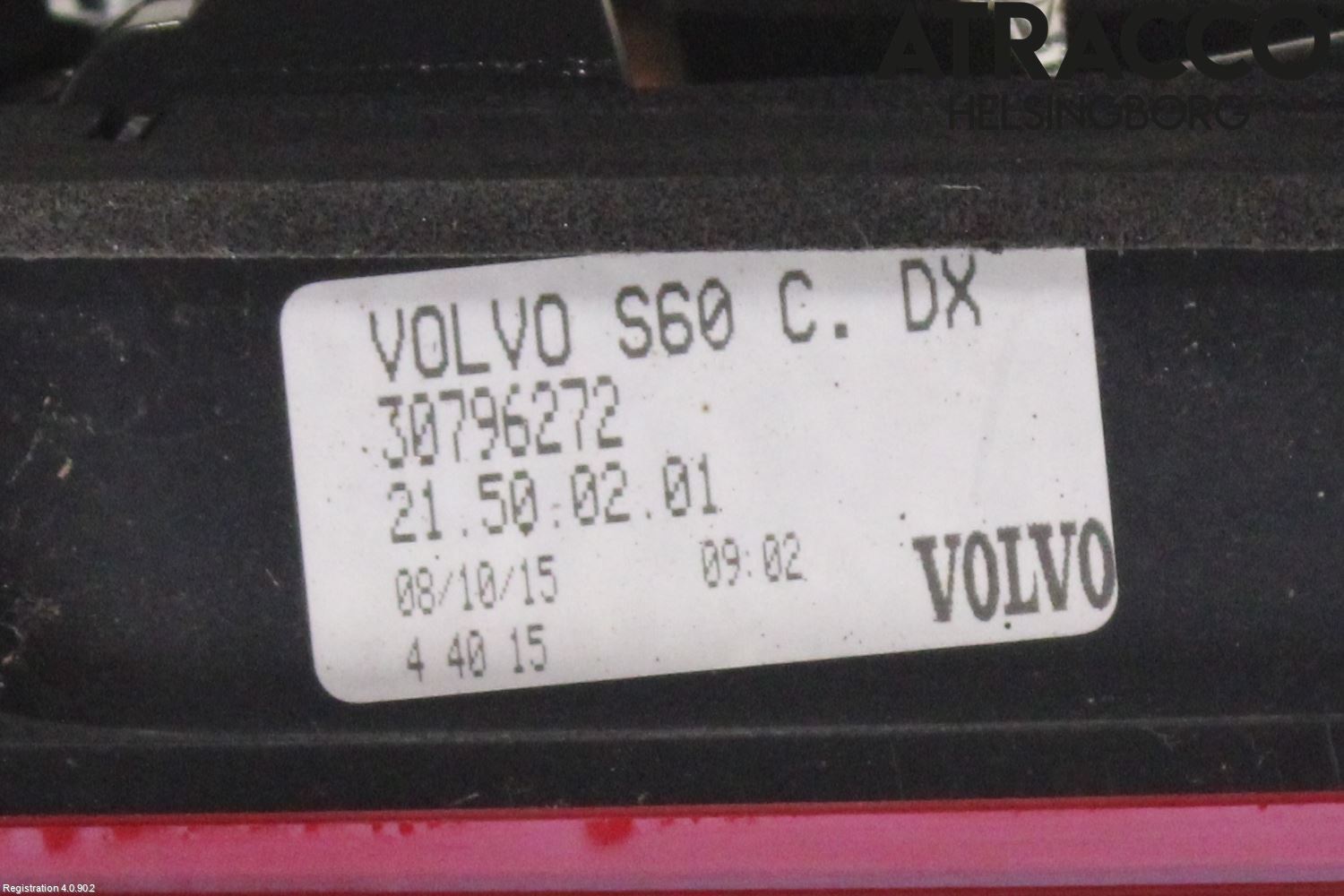 Volvo S60 CROSS COUNTRY 16-19 Bakljus Lucka Hö