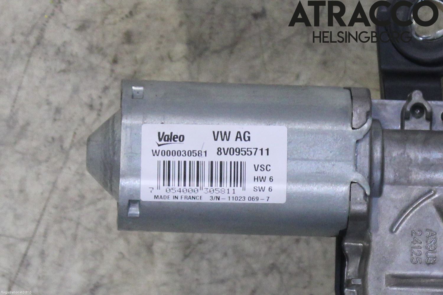 Audi A3/S3 8V 13-20 Torkarmotor Baklucka