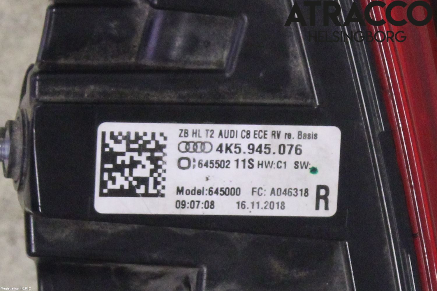 Audi A6 F2/C8 19- Bakljus Lucka Hö