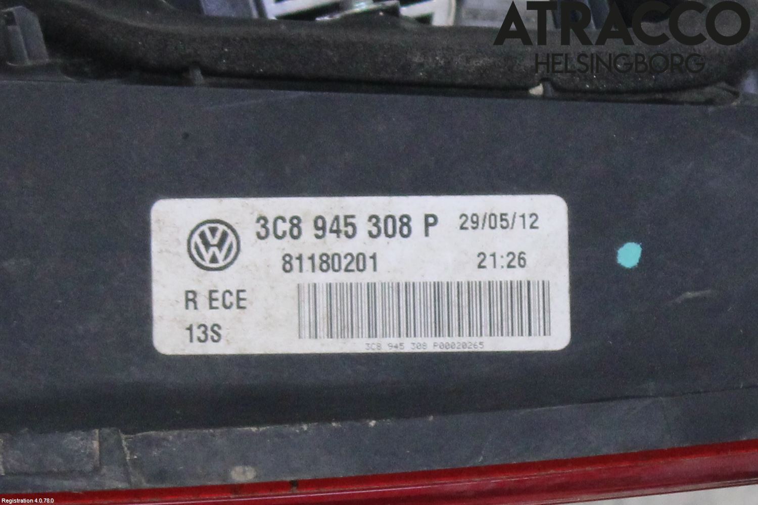 Volkswagen VW PASSAT CC 08-16 Bakljus Lucka Hö