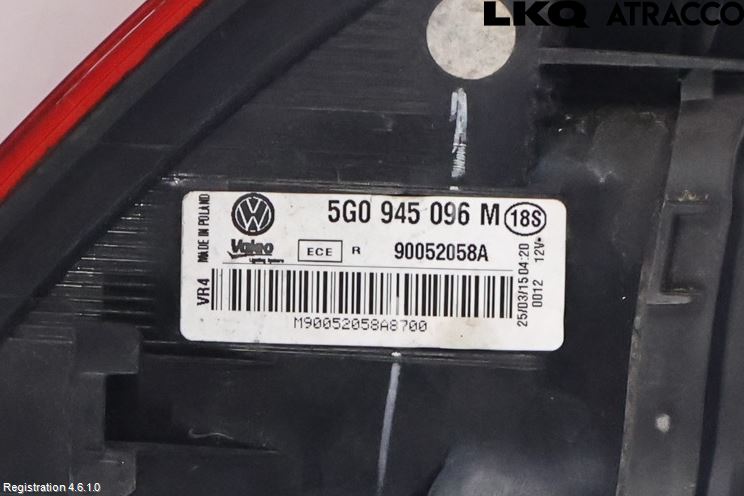 Volkswagen VW GOLF / E-GOLF VII 13-20 Bakljus Höger