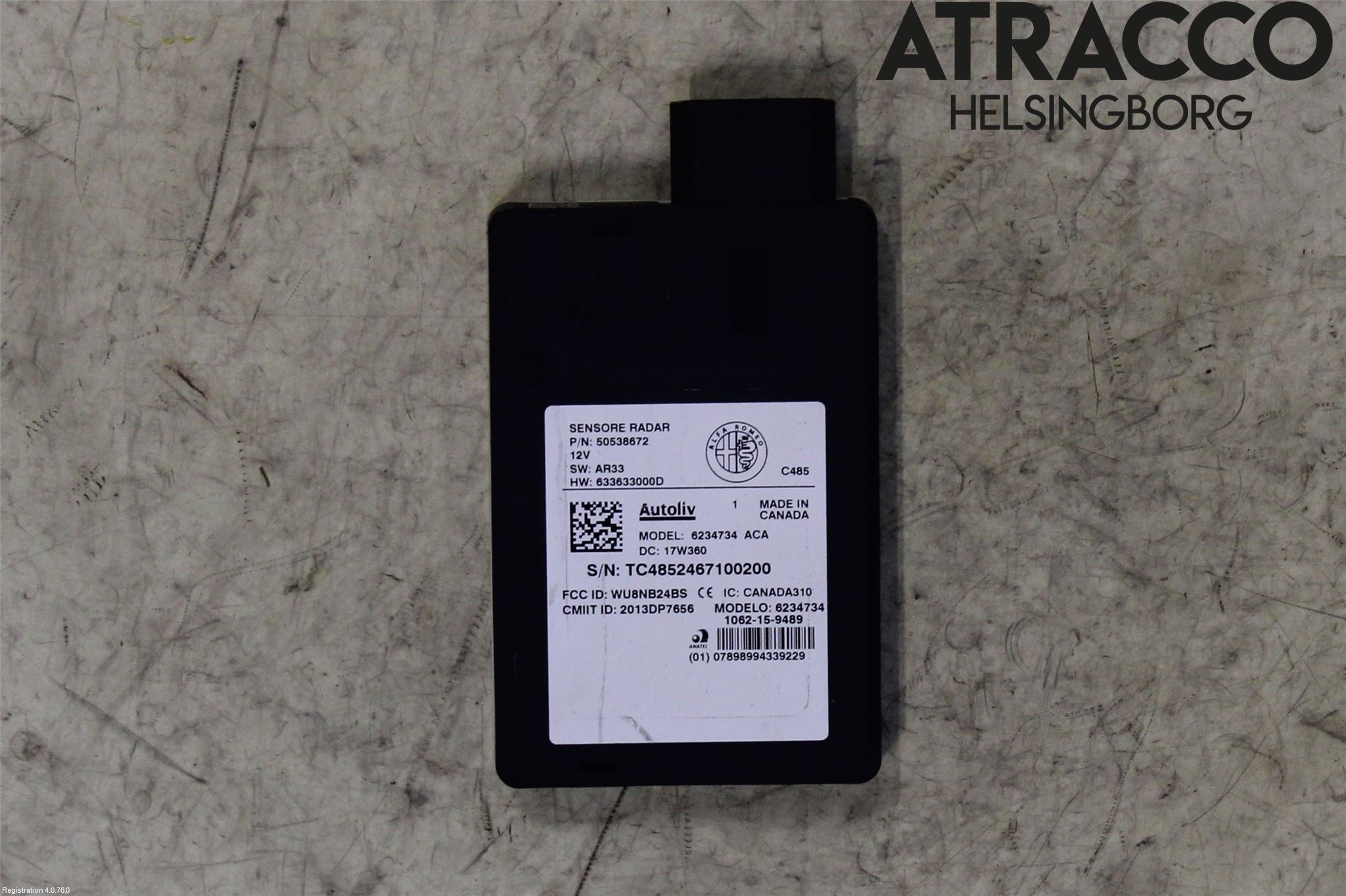 Alfa STELVIO 17- Sensor Aktivt Kollisionsskydd