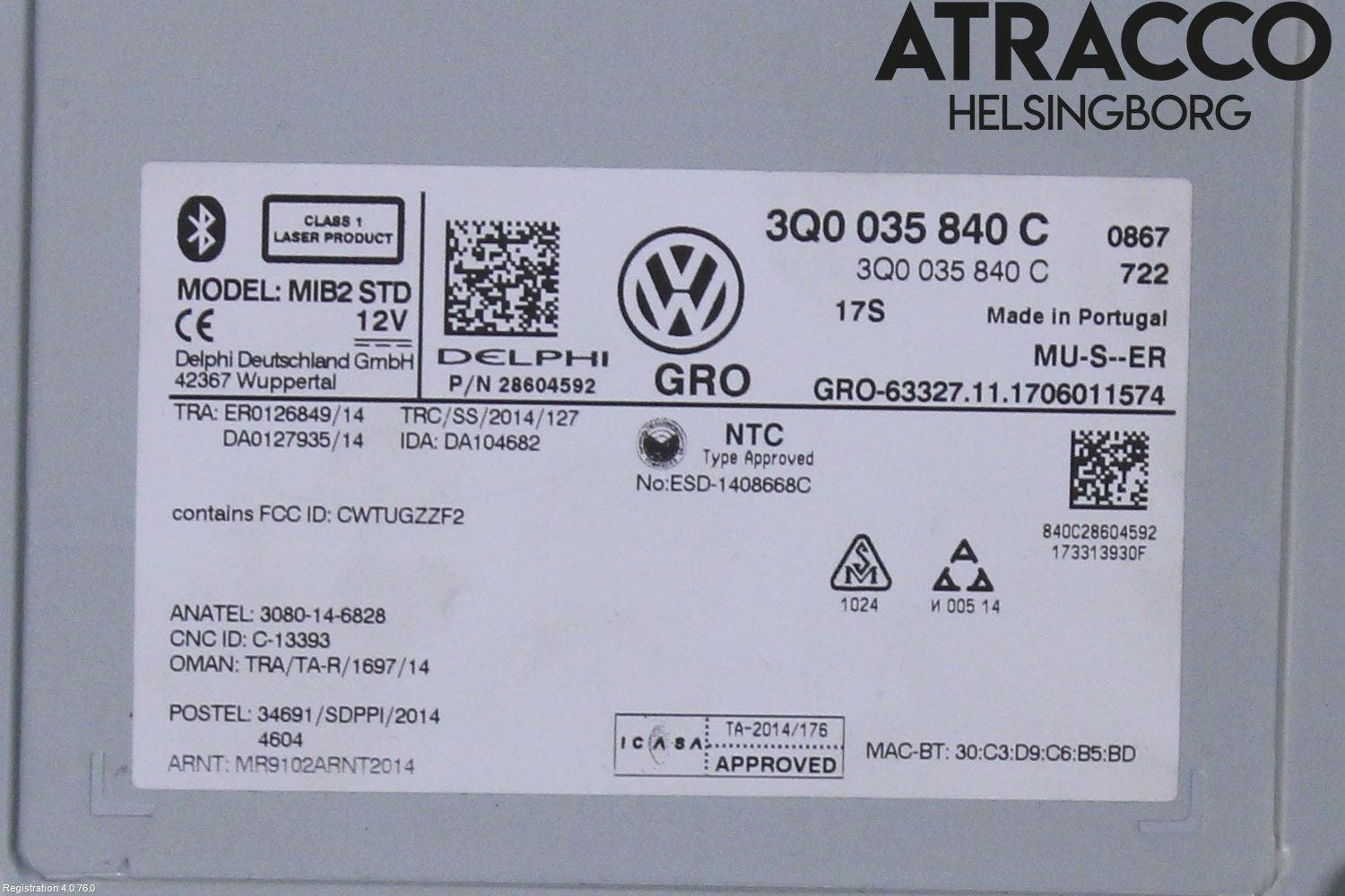 Volkswagen VW PASSAT 15-19 Cd Radio - Multimediapanel
