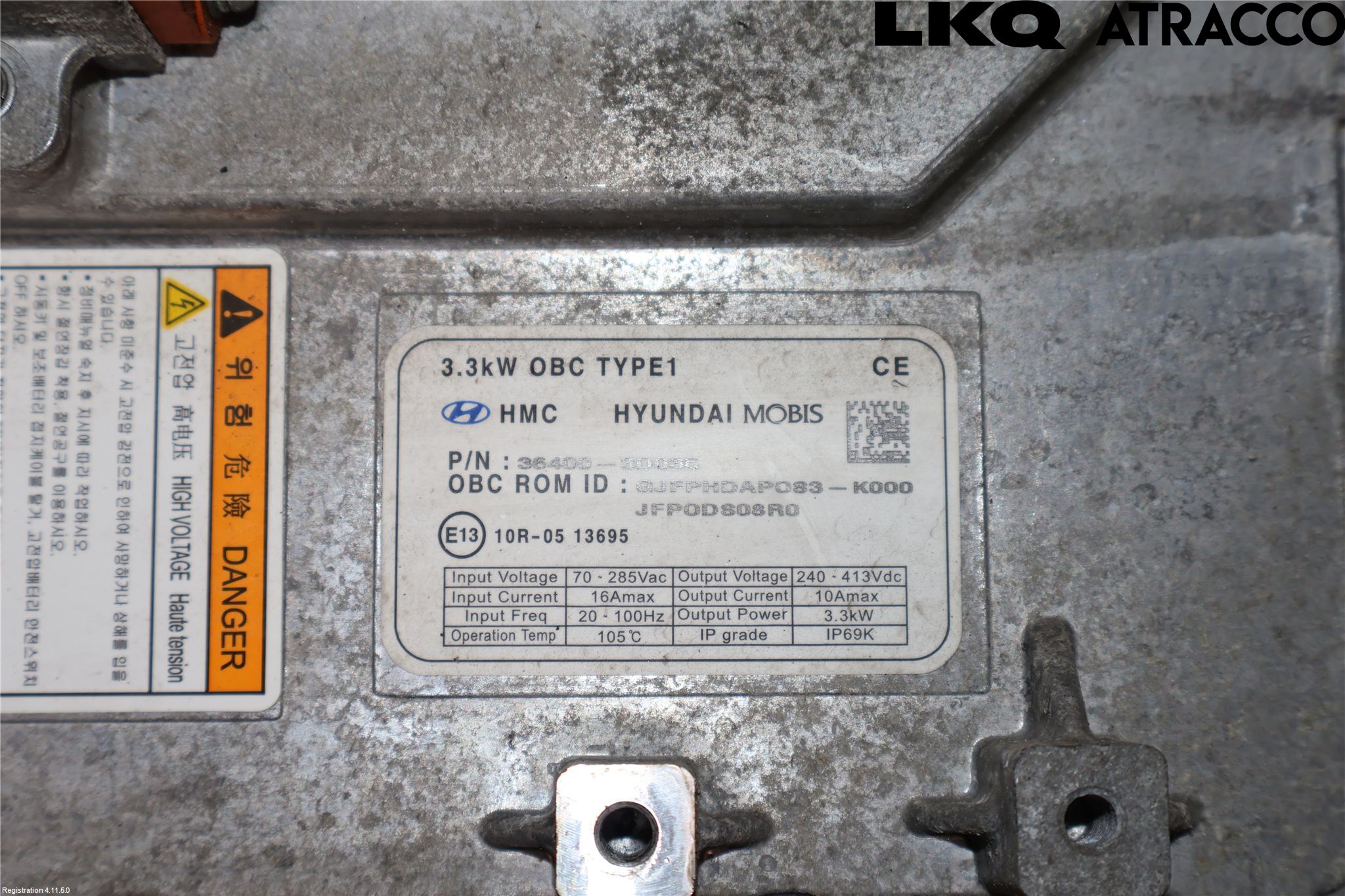 Kia OPTIMA 16-20 Batteriladdare Högspänning