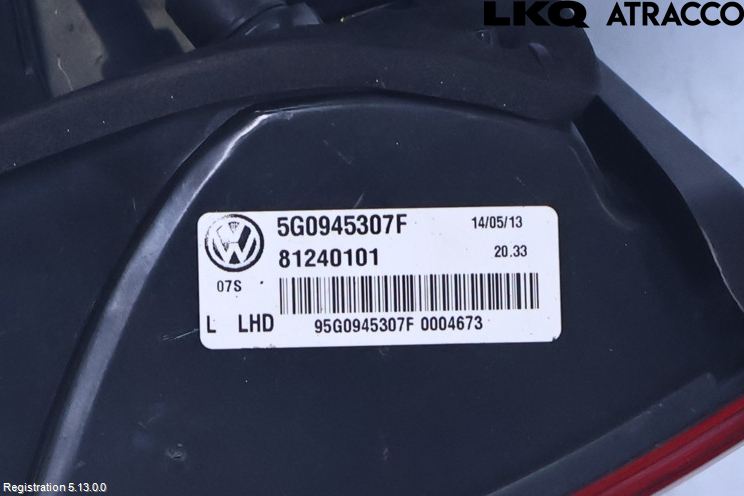 Volkswagen VW GOLF / E-GOLF VII 13-20 Bakljus Lucka Vä