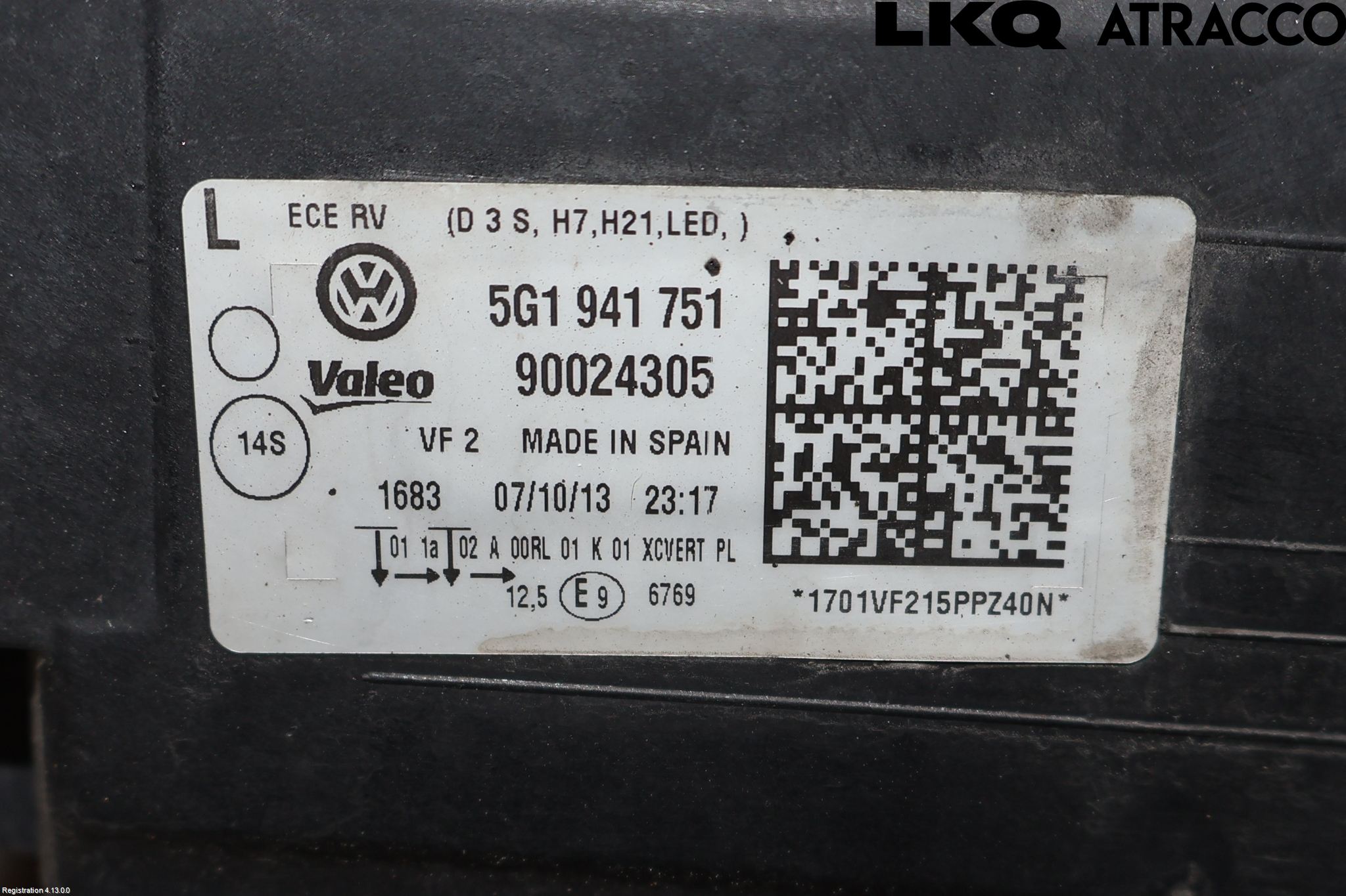 Volkswagen VW GOLF / E-GOLF VII 13-20 Strålkastare Vänster