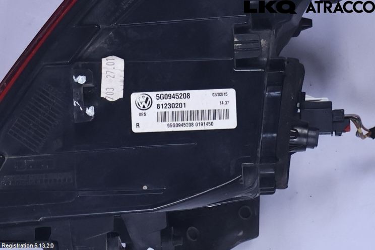 Volkswagen VW GOLF / E-GOLF VII 13-20 Bakljus Vänster