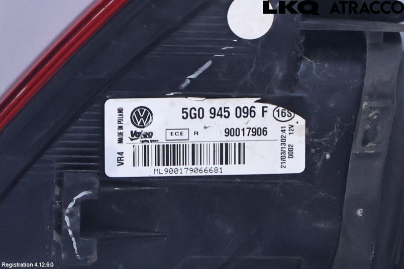Volkswagen VW GOLF / E-GOLF VII 13-20 Bakljus Höger