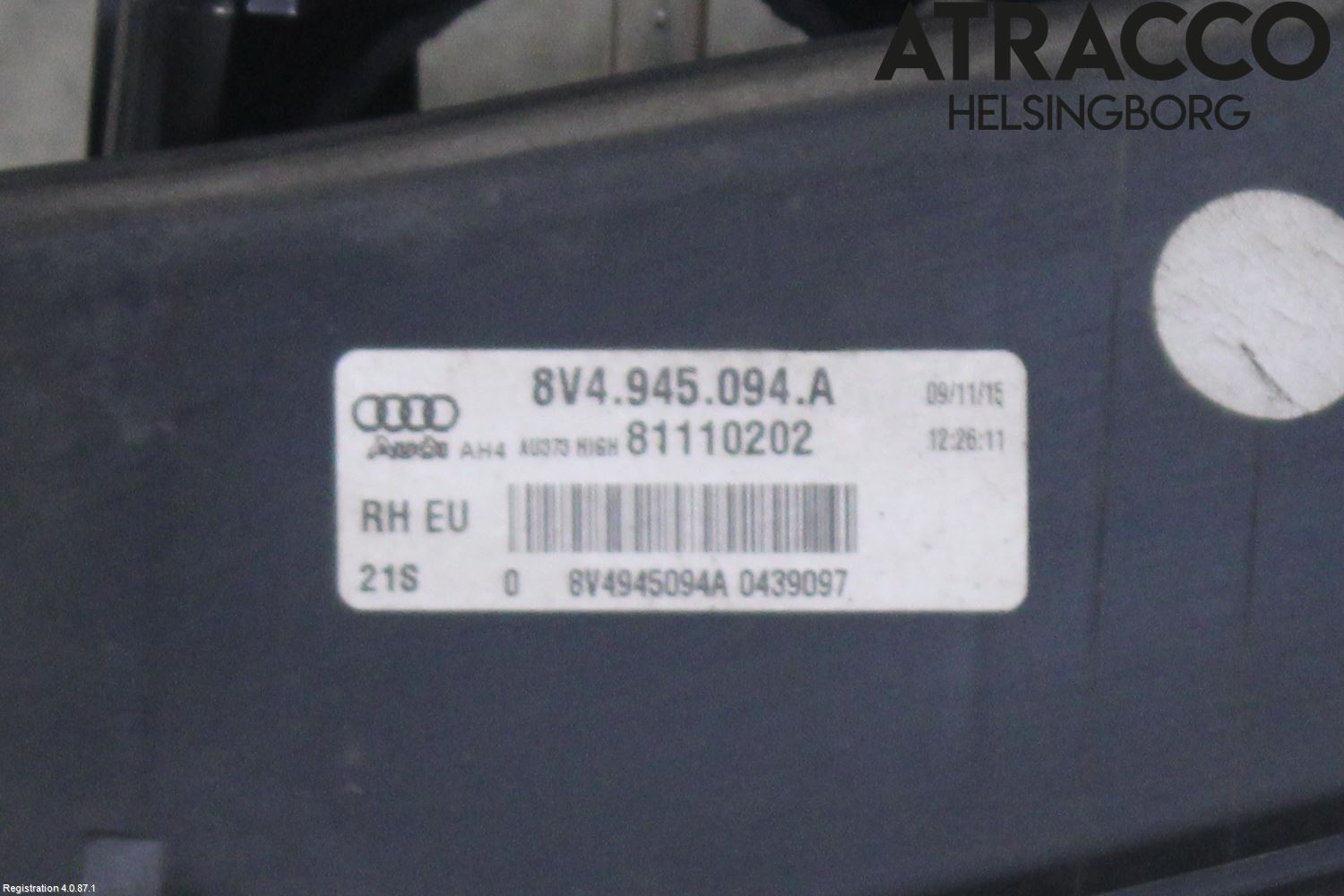 Audi A3/S3 8V 13-20 Bakljus Lucka Hö