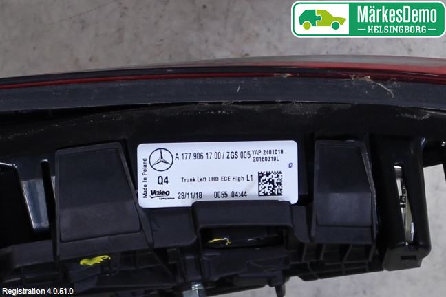 Mercedes-Benz MB A-KLASS (W177) 18- Bakljus Lucka Vä