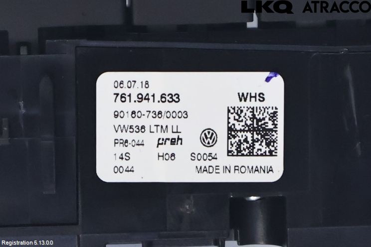 Volkswagen VW TOUAREG CR 18- Strömställare Ljus