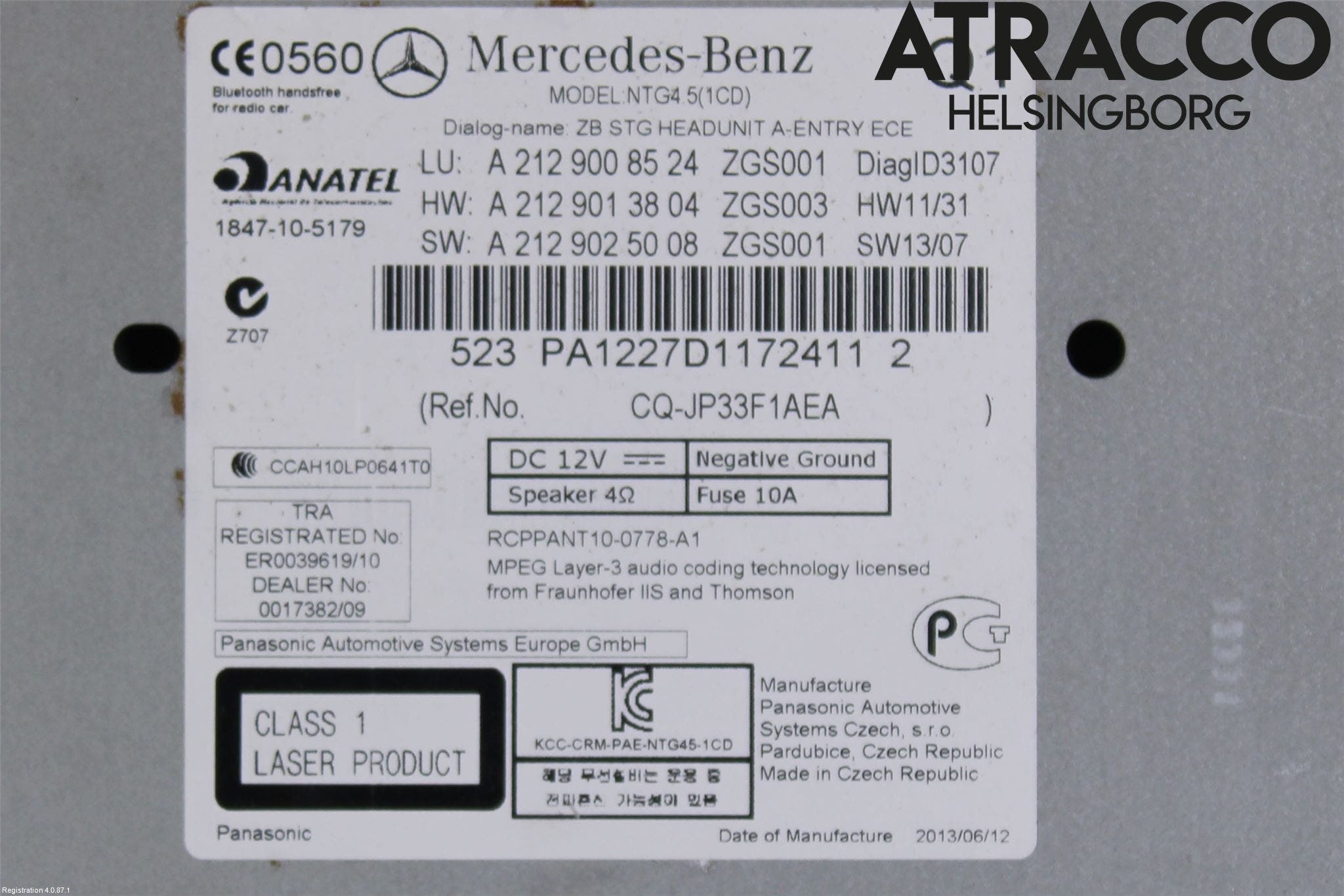 Mercedes-Benz MB E-KLASS (W212) 09-16 Cd Radio - Multimediapanel