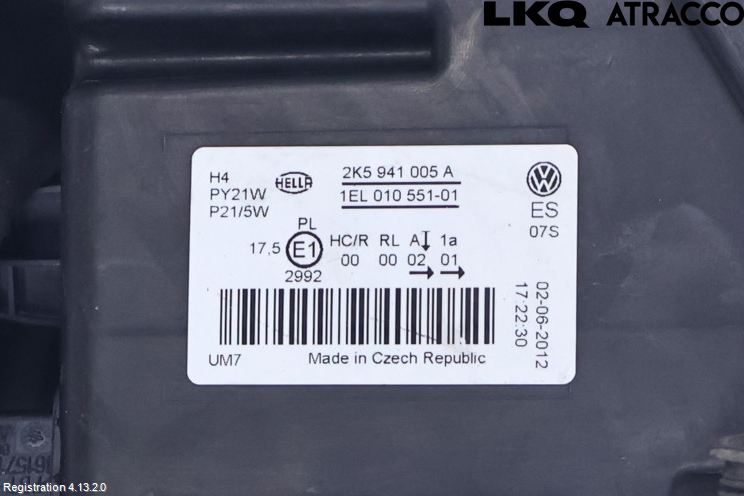 Volkswagen VW CADDY 11-15 Strålkastare Vänster
