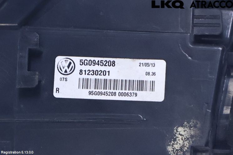 Volkswagen VW GOLF / E-GOLF VII 13-20 Bakljus Höger