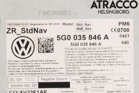 Volkswagen VW GOLF / E-GOLF VII 13-20 Cd Radio - Multimediapanel