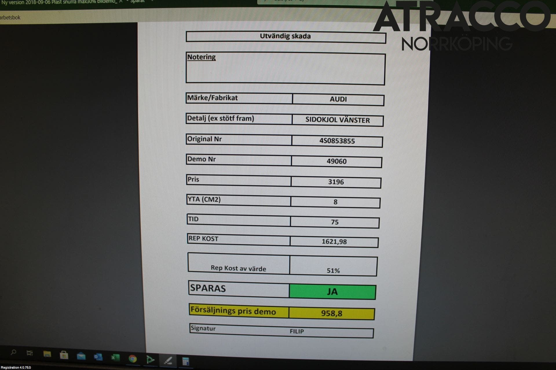 Audi R8 Sidokjol Vä