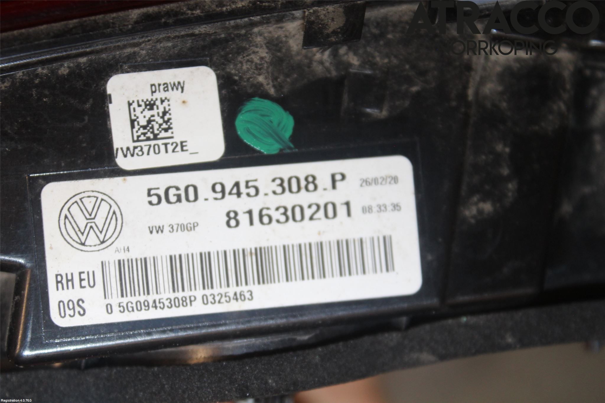 Volkswagen VW GOLF / E-GOLF VII 13-20 Bakljus Lucka Hö