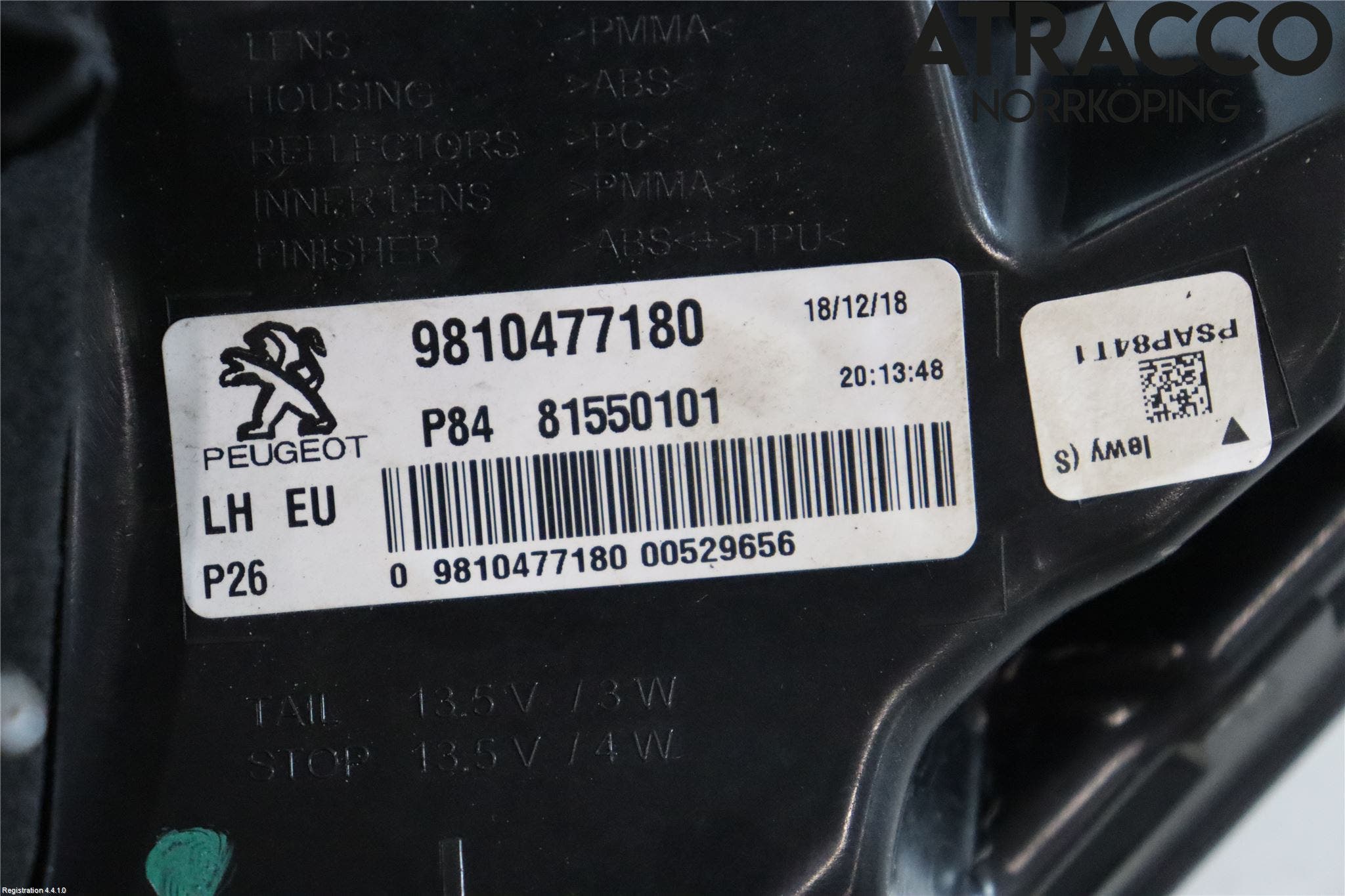 Peugeot 3008 17-24 Bakljus Vänster