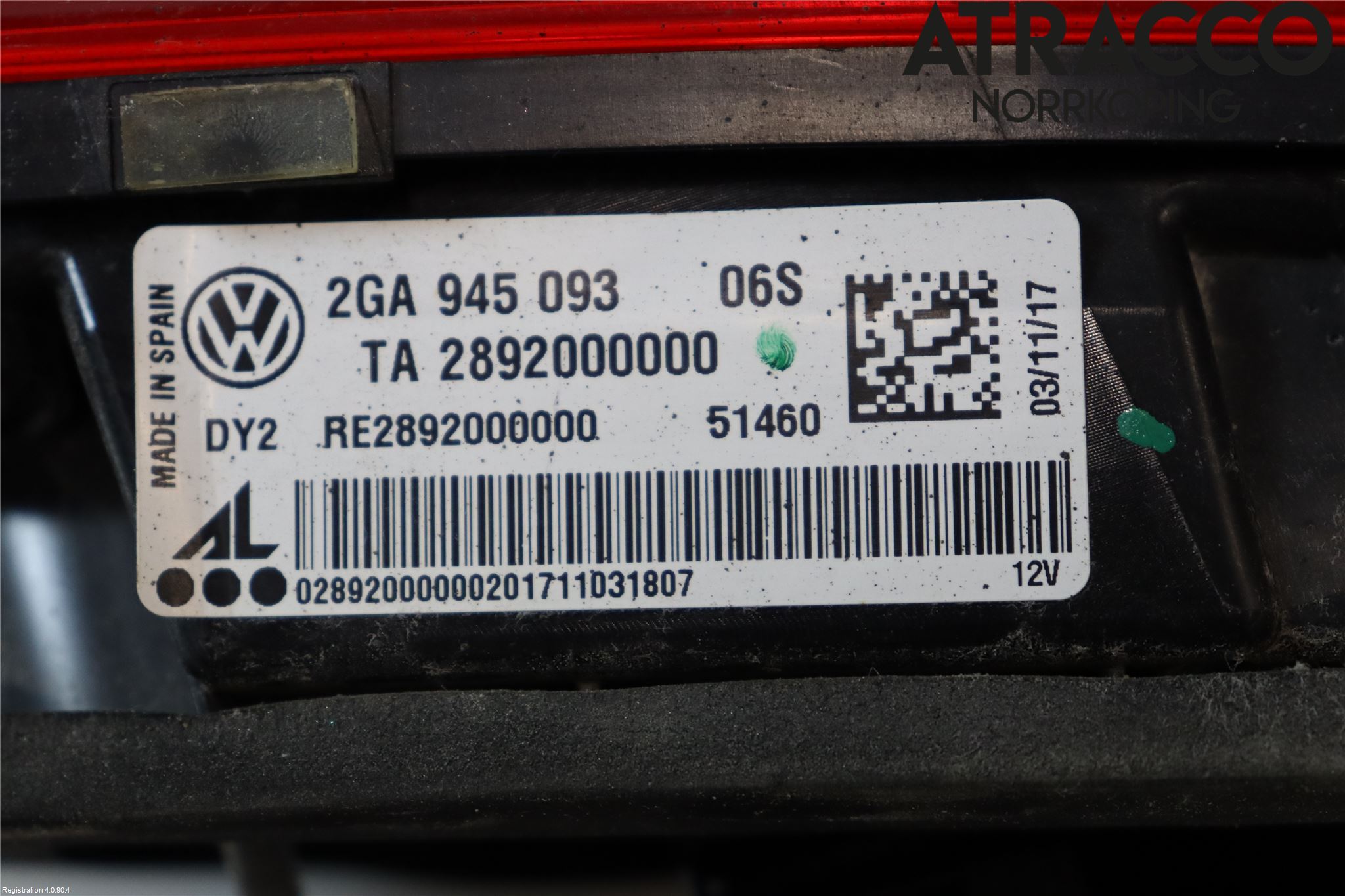 Volkswagen VW T-ROC 18- Bakljus Lucka Vä