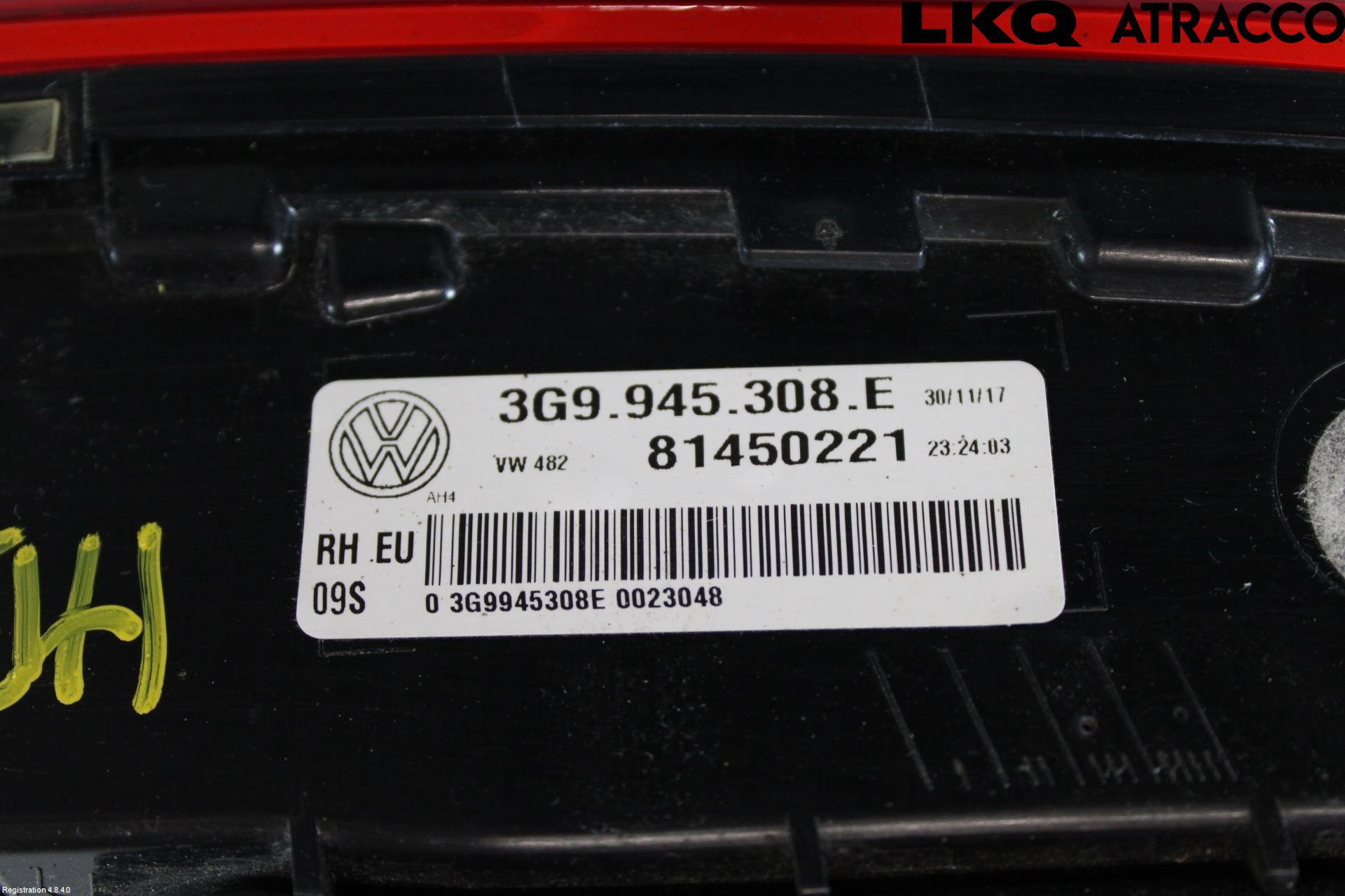 Volkswagen VW PASSAT 15-19 Bakljus Lucka Hö