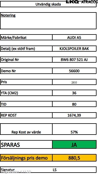 Audi A5 17- Spoiler Bak