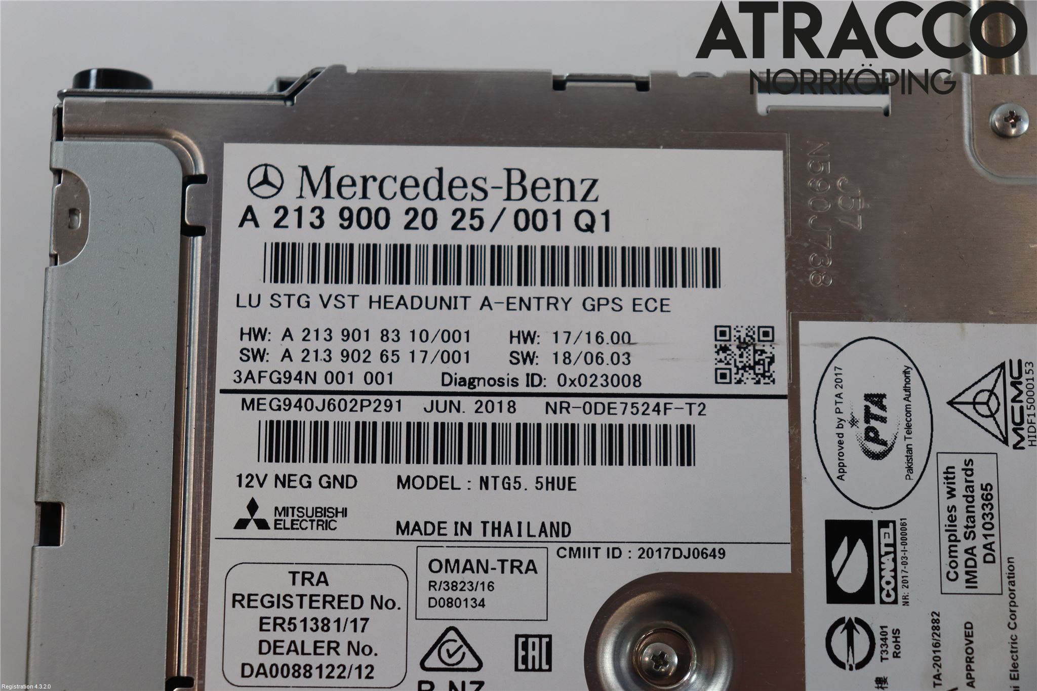 Mercedes-Benz MB E-KLASS (W213) 16-23 Styrenhet Multimedia
