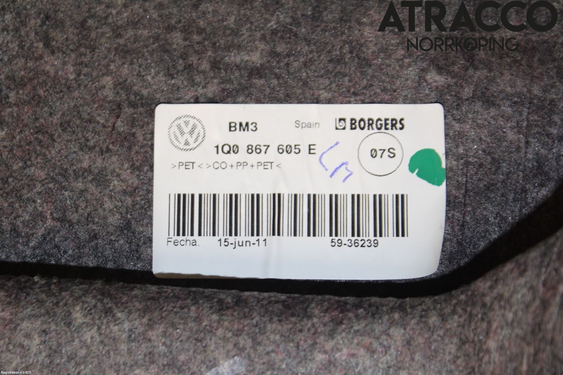 Volkswagen VW EOS  11- Inredning Bakluckeklädsel