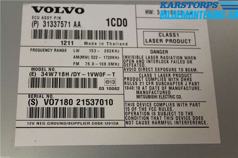 Volvo V70 08-13 Cd Radio - Multimediapanel