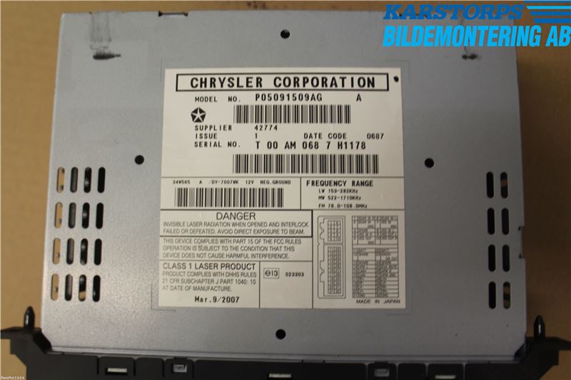 Dodge CALIBER Cd Radio - Multimediapanel