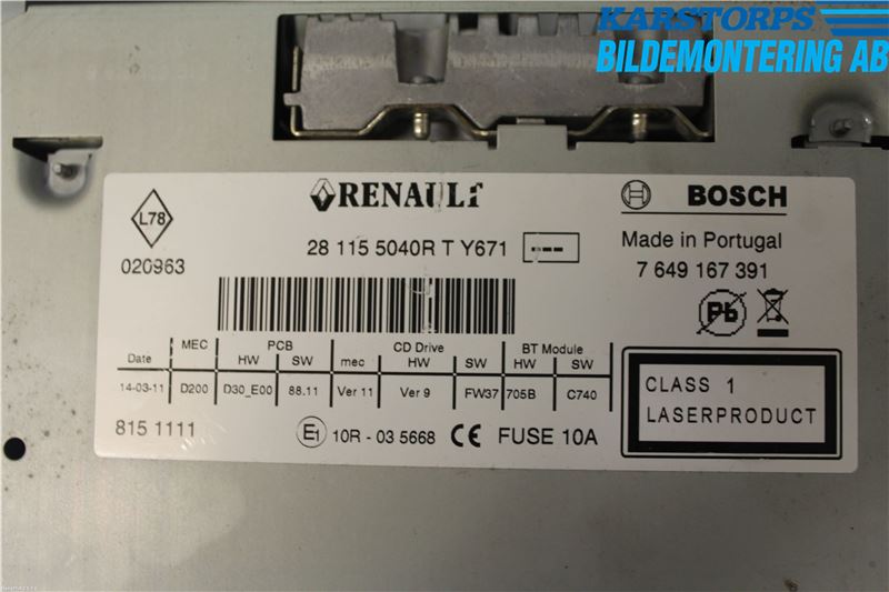 Renault MEGANE III 09-15 Cd Radio - Multimediapanel