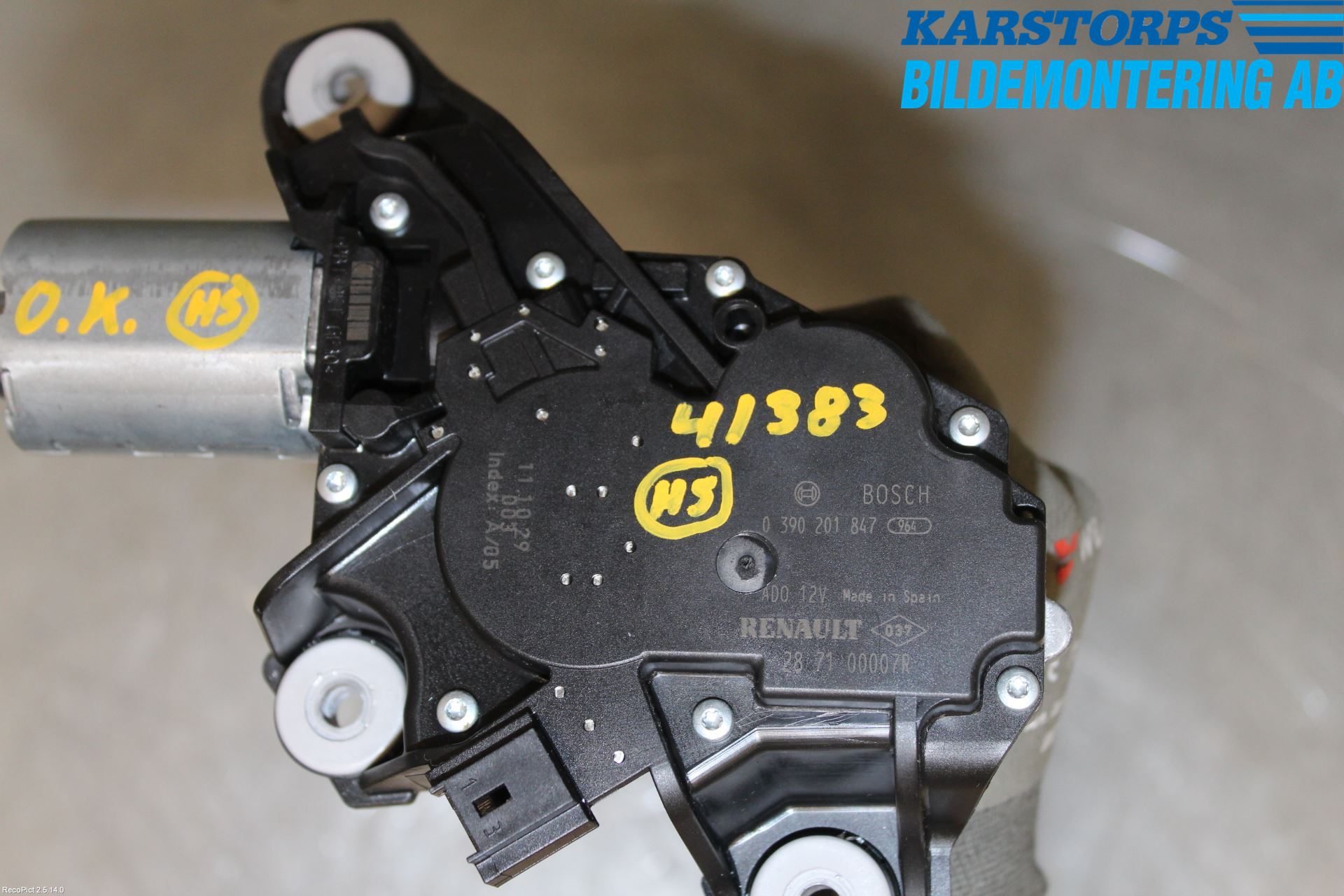 Renault MEGANE III 09-15 Torkarmotor Baklucka