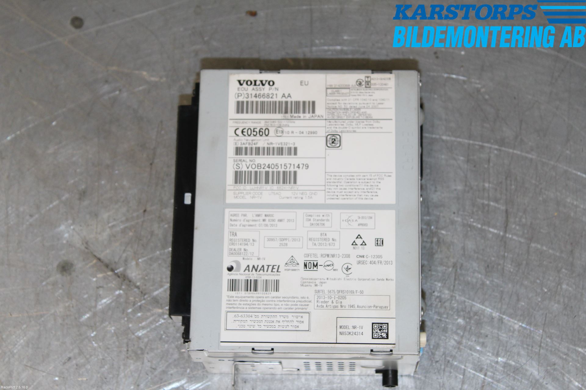 Volvo V70 14-16 Cd Radio - Multimediapanel